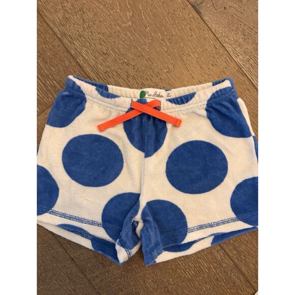 Mini Boden Terry Cloth Blue Polka Dots Shorts Girl Sz 6Y Back Pockets - Picture 3 of 5